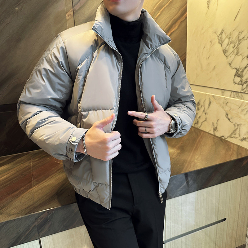 冬季轻薄羽绒服白鸭绒保暖短款外套男潮牌立领面包服YR5521-P263图片