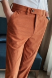 男休闲长裤秋冬加厚灯芯绒西裤修身韩版西装裤子焦糖色XK165-P70，男装西服套装，电商A213