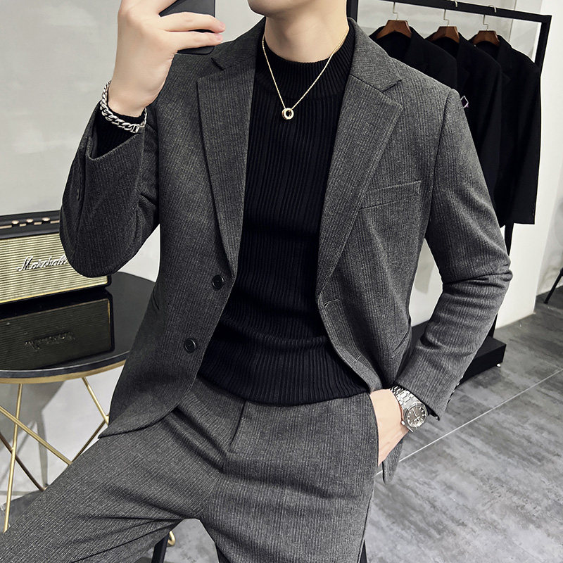 新增4XL~秋冬厚款毛呢西服套装男士呢子西服两件套LJT912-P220,男装西服套装,电商A213