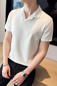 冰丝华夫格V领polo衫韩版翻领短袖男修身有领保罗衫PL2238-P53图片