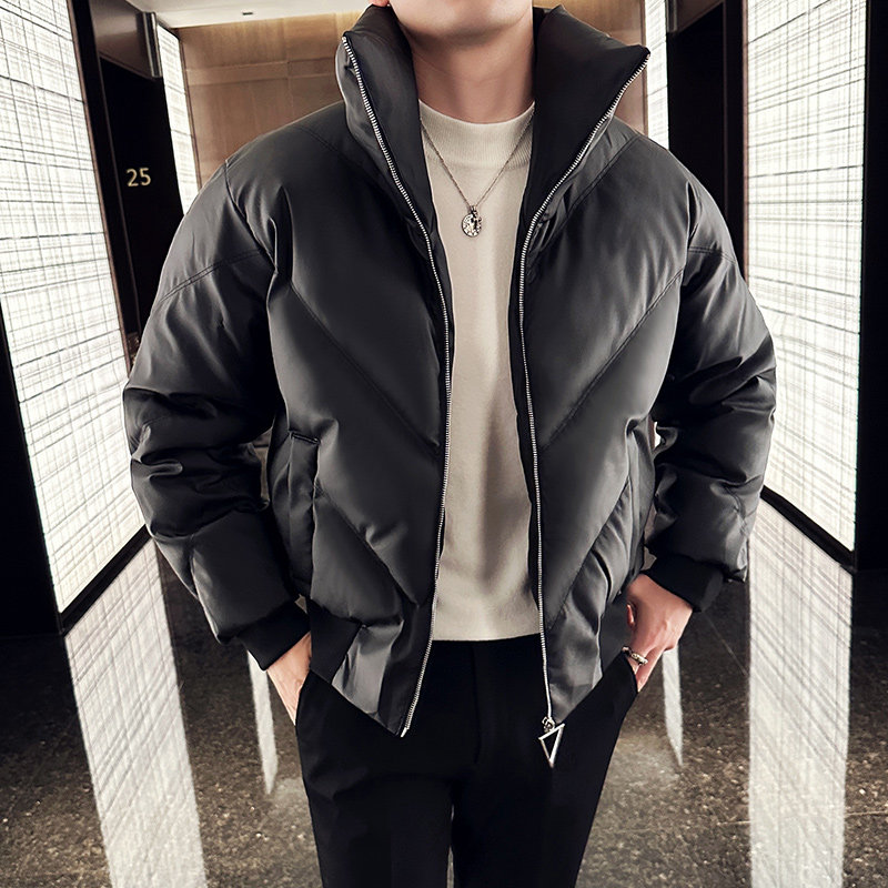 加厚棉衣男大翻领皮外套时尚拉链PU皮夹克面包服MY5517-P208图片