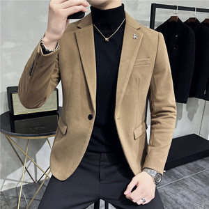 肌理纹高级感男暗条纹毛呢休闲西服外套妮子西服加厚DX6952-P155图片