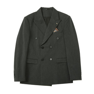 S-7XL高品质~加厚双排扣西服套装修身西装三件套黑色SJT412-P270图片