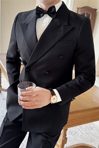高级感戗驳领双排扣华夫格西服外套男西装DX6601-P137图片