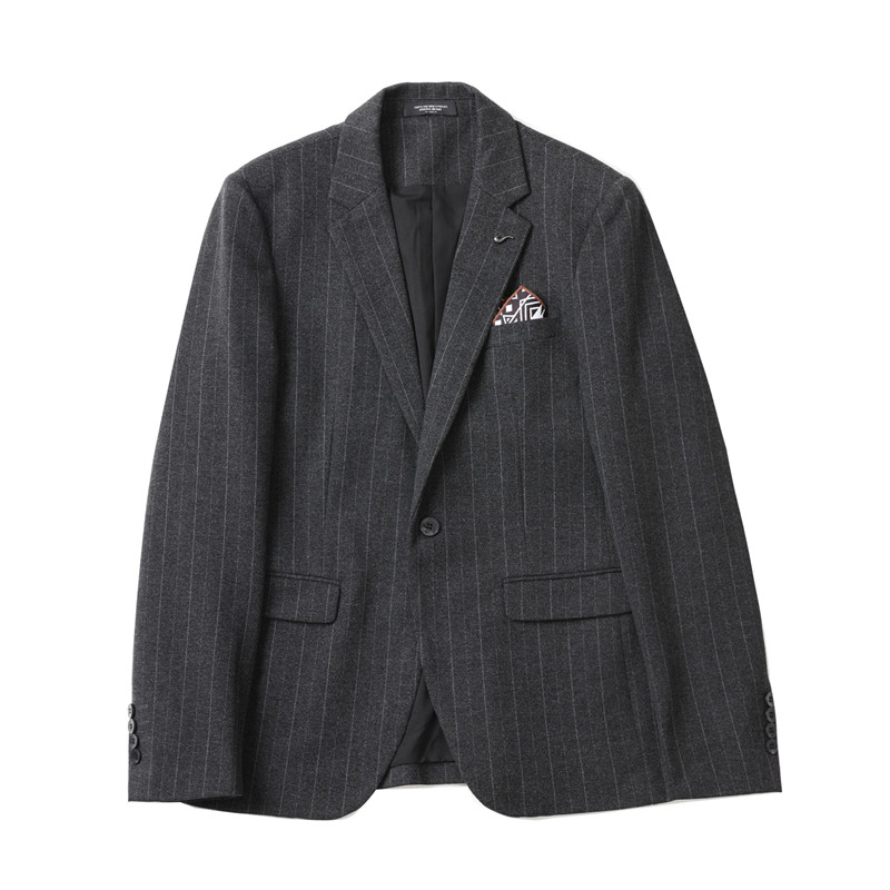 条纹毛呢休闲西装外套男修身韩版秋冬加厚款西服套装LJT6953-P230,男装西服套装,电商A213