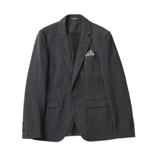条纹毛呢休闲西装外套男修身韩版秋冬加厚款西服套装LJT6953-P230图片