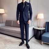 色织高品质面料西服套装条纹一粒扣戗驳领西装三件套SJT8015-P275，男装西服套装，电商A213