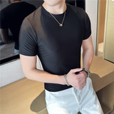 冰丝薄款镂空华夫格凉感弹力短袖T恤男高级感圆领打底衫DT08-P30，男装T恤，电商A213