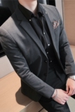 高品质S-7XL纯色西装男上衣修身休闲西服外套深灰色DX402-P155，男装西服套装，电商A213