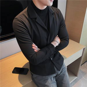 补齐继续 时尚个性加厚毛呢衬衫休闲假两件衬衫毛衣潮CM2135-P100图片