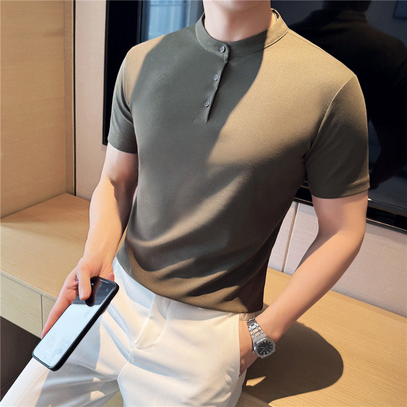 特价跑量可谈~夏季薄款亨利领纯色Polo衫透气短袖T恤PLH015-P30特，男装Polo衫，电商A213