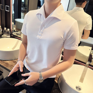 立体剪裁一字领休闲polo衫男商务时尚古巴领短袖T恤PL2426-P63
