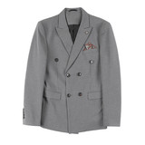 质感条纹西服套装男痞帅修身双排扣正装结婚西装黑色LJT112-P230，男装西服套装，电商A213