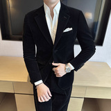 高级感金丝绒面料结婚西服套装男礼服西装两件套帅气LJT946-P235，男装西服套装，电商A213