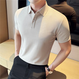 高品质跑量款无痕压胶~纯色polo衫男翻领短袖t恤白色PL19-P30特，男装Polo衫，电商A213