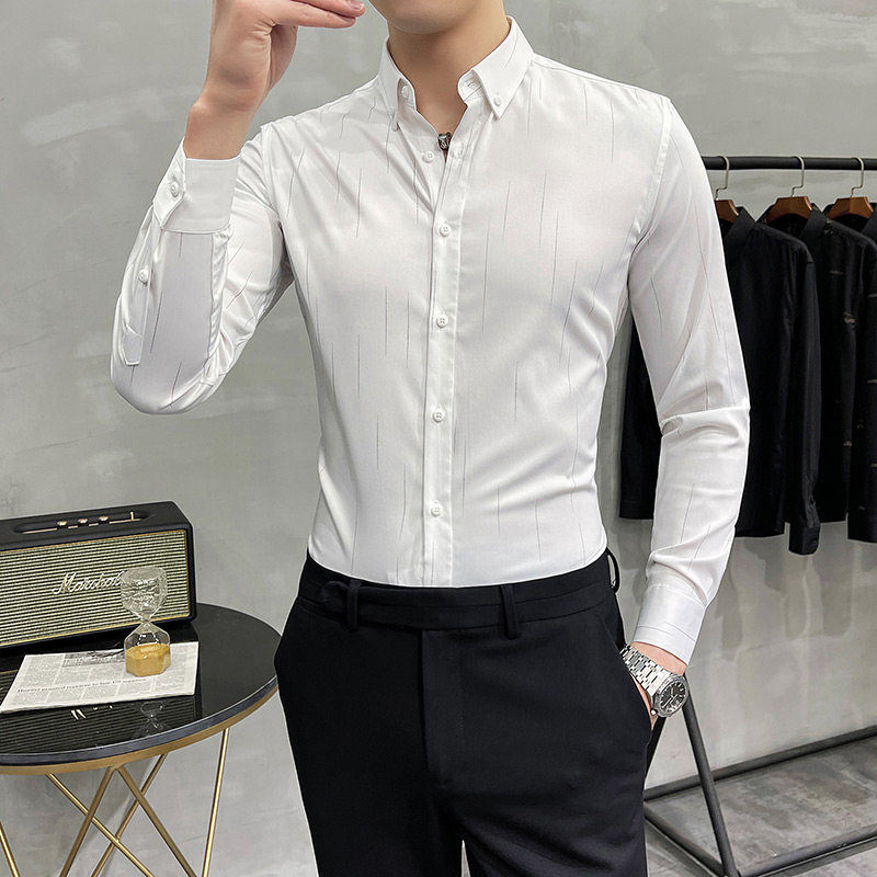 2025春装新款男士虚线条纹长袖衬衫英伦修身衬衣C2021-P68,男装衬衫,电商A213