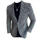 潮男主持人宴会礼服帅气西服外套帅气千鸟格西装厚款DX118-P155，男装西服套装，电商A213