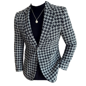 潮男主持人宴会礼服帅气西服外套帅气千鸟格西装厚款DX118-P155图片