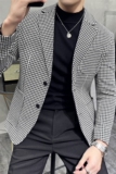 高级感厚款西装外套男潮流修身黑白拼接千鸟格子西服男DX916-P138，男装西服套装，电商A213
