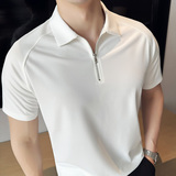 无痕压胶半拉链polo衫~冰丝薄款华夫格高弹男短袖T恤PL2332-P63，男装T恤，电商A213