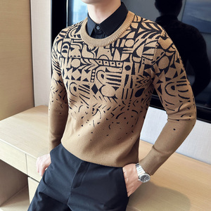 加厚假两件毛衣条纹衬衫领时尚提花针织背心毛衣黑色M9911-P93图片