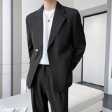 高级感西服套装男微阔两粒扣垂感西装两件套卡其色LJT958-P235，男装西服套装，电商A213