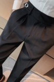 男士那不勒斯垂感高腰直筒裤纯色休闲裤潮西裤男长裤薄款XK26-P75，男装西裤，电商A213