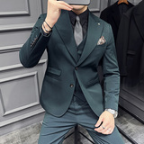 高级感西服套装领口压线戗驳领西装三件套男焦糖色SJT120-P265，男装西服，电商A213