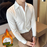 高级感加厚加绒保暖暗门襟尖领衬衫男长袖帅气商务衬衣JR29-P63，男装衬衫，电商A213