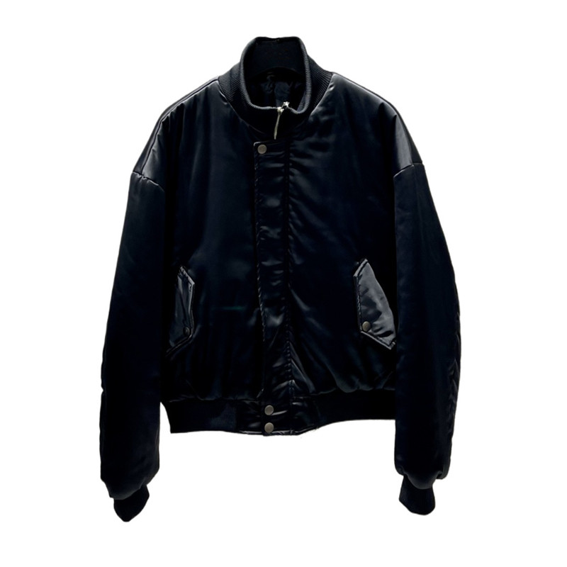 高级感加厚棉衣短款棉服柔软皮质外套立领面包服黑色M21935-P193图片