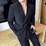 英伦高级感西服套装男微阔垂感西装两件套卡其色LJT958-P235，男装西服套装，电商A213