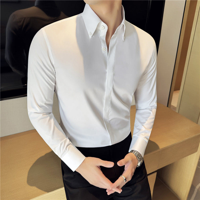 高级感品质面料竹纤维大领扣领衬衣男商务休闲长袖衬衫CXT33-P63,男装衬衫,电商A213