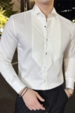 宴会绅士礼服法式翼领衬衫男长袖商务免烫风琴褶衬衣C2353-P73，男装衬衫，电商A213
