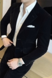 高级感金丝绒面料结婚西服套装男礼服西装两件套帅气LJT946-P235，男装西服套装，电商A213