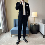 高级感金丝绒面料结婚西服套装男礼服西装两件套帅气LJT946-P235，男装西服套装，电商A213