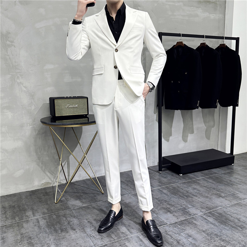 高级感西装两件套男西服套装商务休闲质感白色LJT-5-P230图片