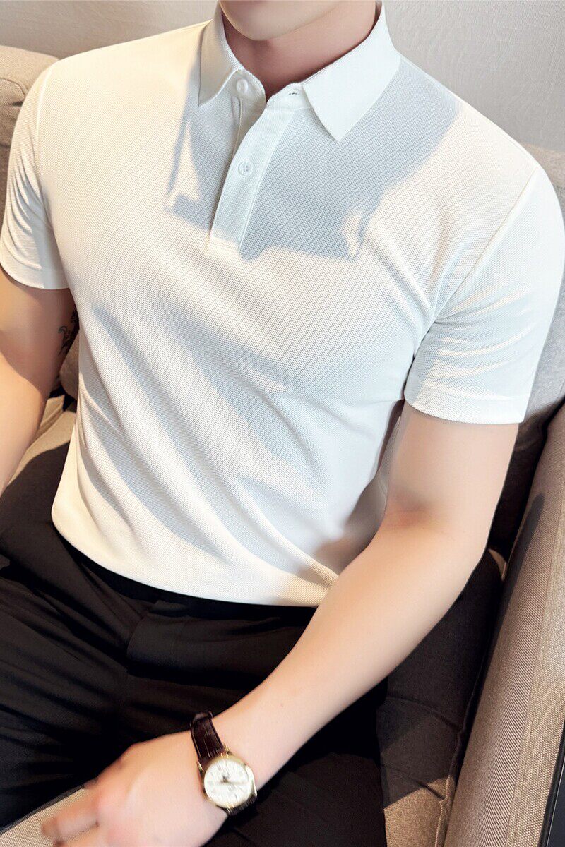 高品质跑量款无痕压胶~纯色polo衫男翻领短袖t恤白色PL19-P30特,男装Polo衫,电商A213