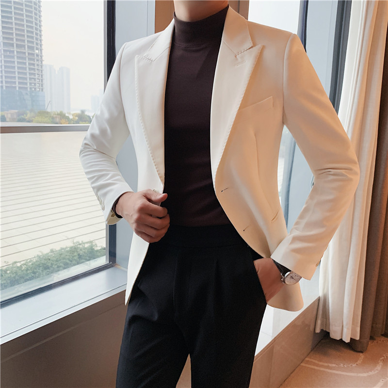 2025秋装新款男士韩版修身帅气西装外套单西服质感蓝色DX622-P155,男装西服套装,电商A213