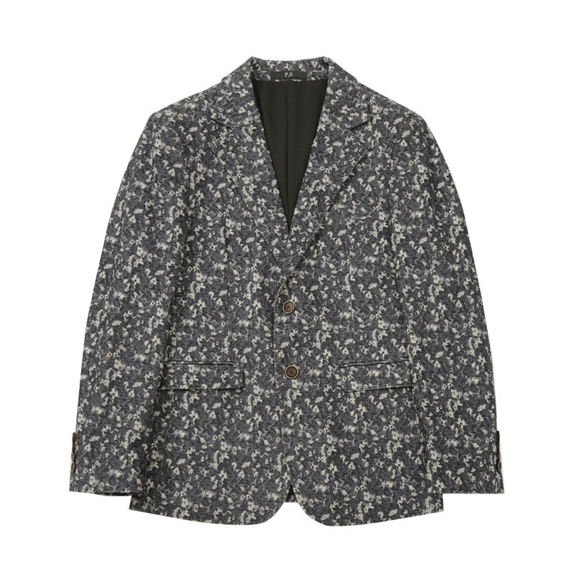 秋冬高级感花色西服外套男印花西装厚款单西上衣黑色DX920-P155,男装西服套装,电商A213