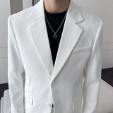 高级感西服套装男微阔两粒扣垂感西装两件套白色LJT5507-P235，男装西服套装，电商A213