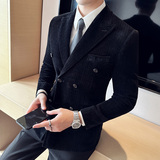 灯芯绒面料高级感西服男士修身戗驳领双排扣西装外套DX8810-P155，男装西服套装，电商A213