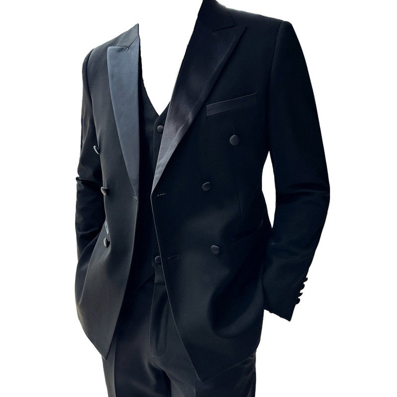 M-7XL主推款结婚西服礼服塔士多双排扣西装三件套SJT117-P200特,男装西服套装,电商A213