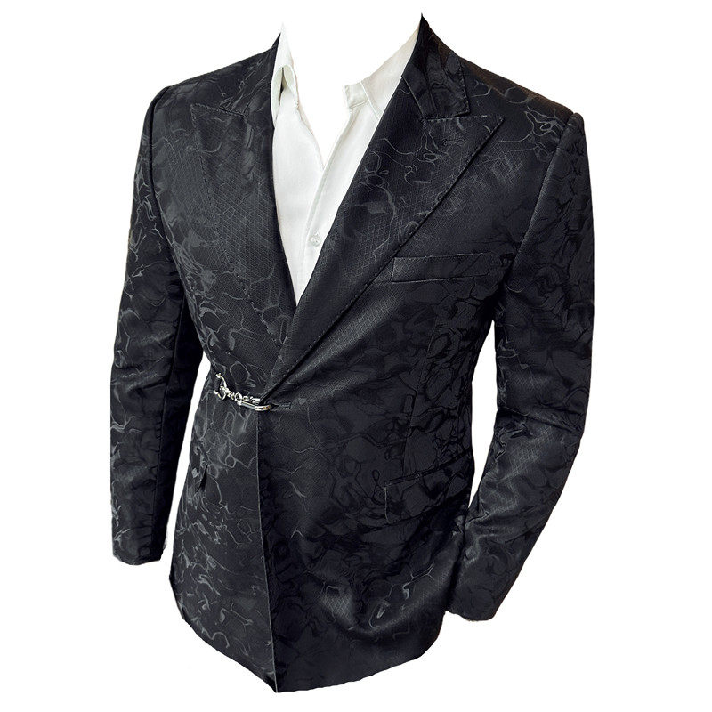戗驳领皮西装男士皮面质感暗花休闲西服外套提花西装DX8812-P168,男装西服套装,电商A213