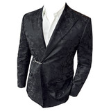 戗驳领皮西装男士皮面质感暗花休闲西服外套提花西装DX8812-P168，男装西服套装，电商A213