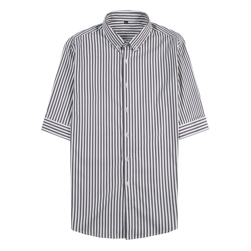 夏季高级感条纹中袖衬衫男修身商务免烫半袖五分袖衬衣C952-P63,男装T恤,电商A213