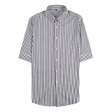 夏季高级感条纹中袖衬衫男修身商务免烫半袖五分袖衬衣C952-P63，男装T恤，电商A213