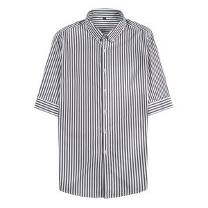 夏季高级感条纹中袖衬衫男修身商务免烫半袖五分袖衬衣C952-P63图片