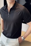 无痕压胶半拉链polo衫~冰丝薄款华夫格高弹男短袖T恤PL2332-P63，男装T恤，电商A213