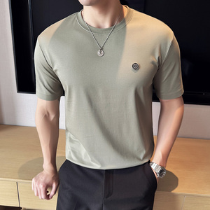 夏季薄款冰丝无痕弹力时尚短袖男T恤黑色T2516-P60图片
