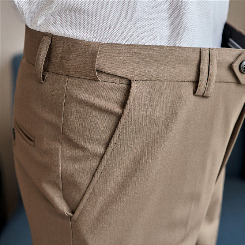 可拉伸松紧腰短裤潮男弹力垂感西裤修身休闲五分裤中灰色DK11-P57，男装西裤，电商A213